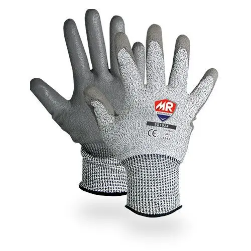 Guantes de seguridad anti corte A5 de nylon/PU
