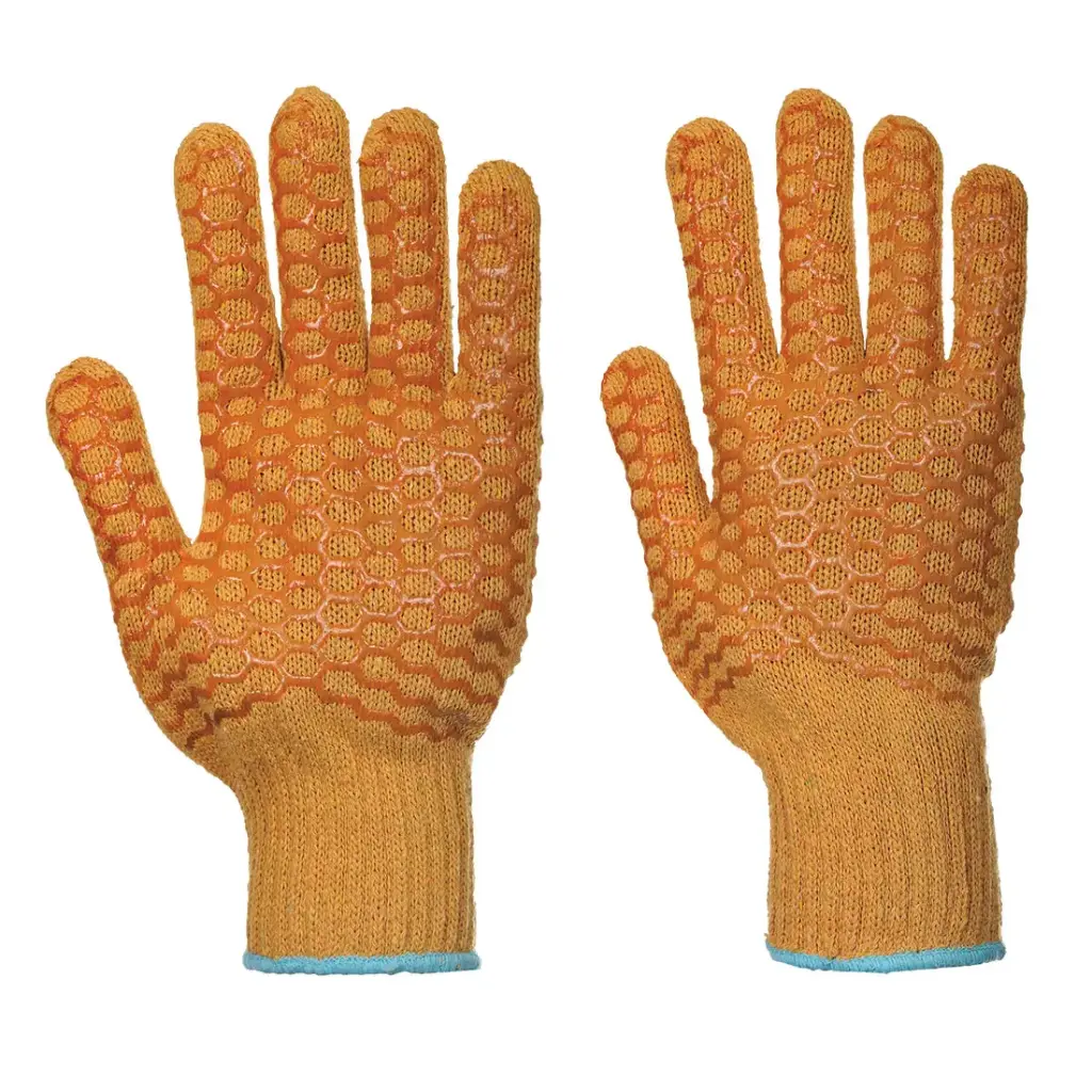 Guantes de seguridad de poliéster/pvc con cuadros antideslizante