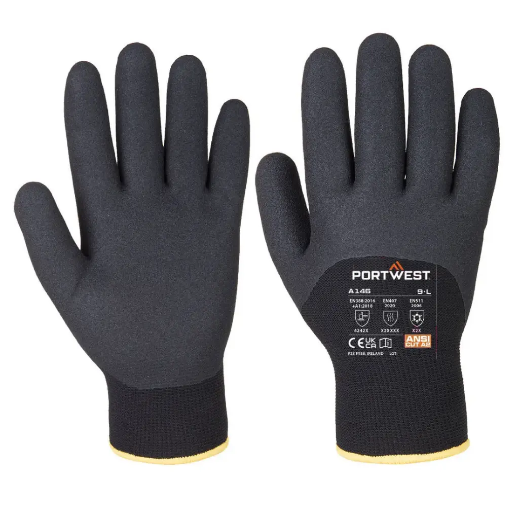 Guantes de seguridad de poliéster/nitrilo arenoso 3/4