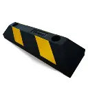 Tope de estacionamiento 55 cm negro con amarillo con 2 franjas reflejantes 