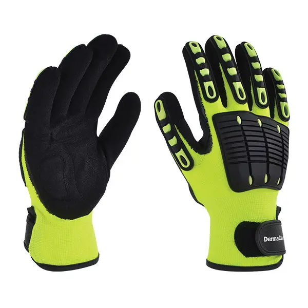 Guantes de seguridad antimpacto de poliéster/nitrilo con pvc