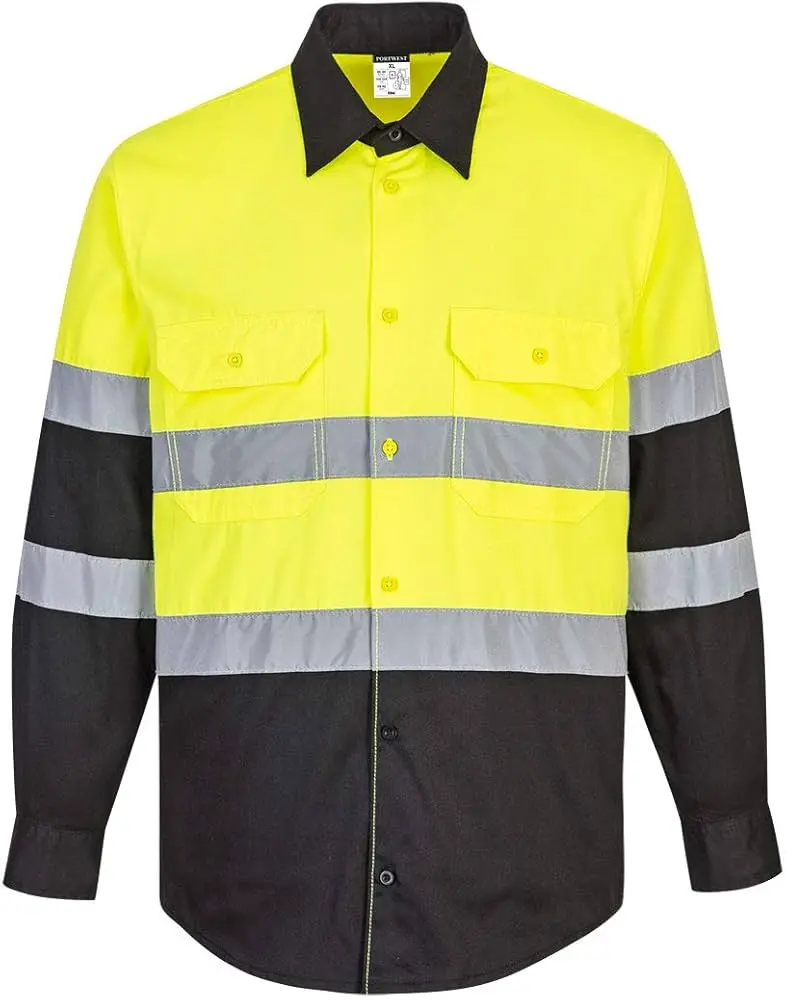  Camisa manga larga amarillo c /negro reflejante 