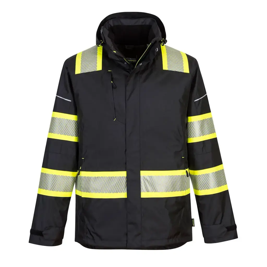 Chaqueta de invierno de lona negra con reflejante