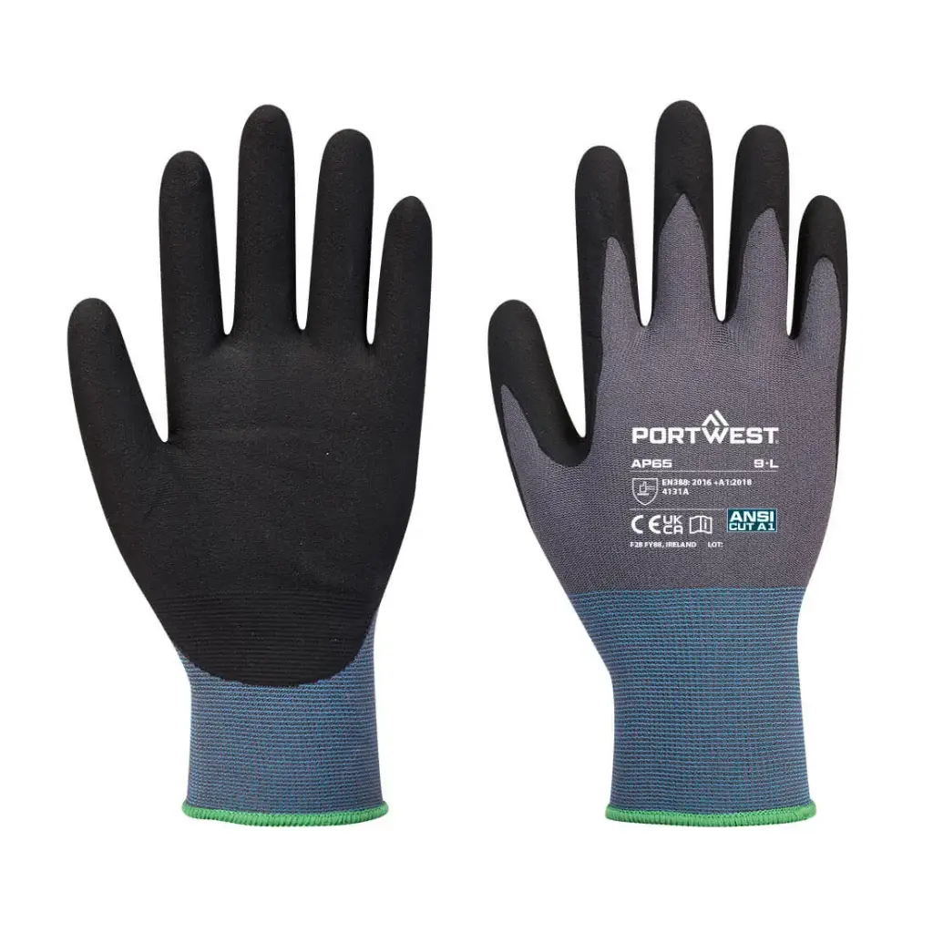 Guantes de seguridad de poliéster/nitrilo arenoso