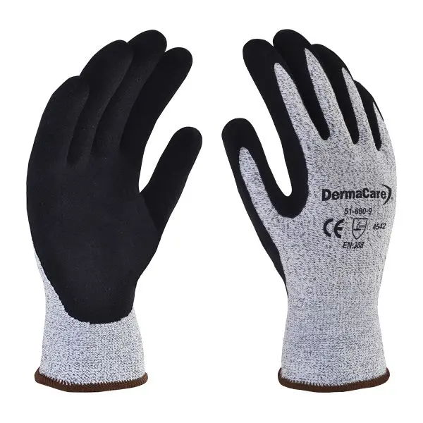 Guantes de seguridad anti corte A5 poliester/nitrilo arenoso