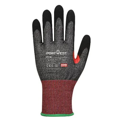 Guantes de seguridad anti corte A6 nylon/nitrilo arenoso
