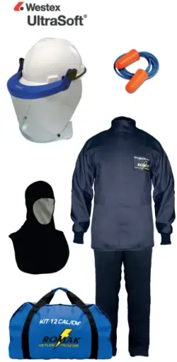 Kit traje contra arco electrico Romak 12 cal, cat 2 Ultrasoft Twill