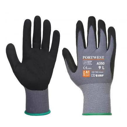 Guantes de seguridad de poliéster/nitrilo arenoso negro