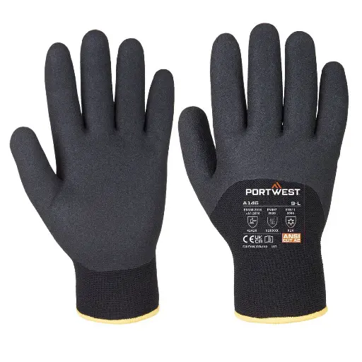 Guantes de seguridad de poliéster/nitrilo arenoso 3/4