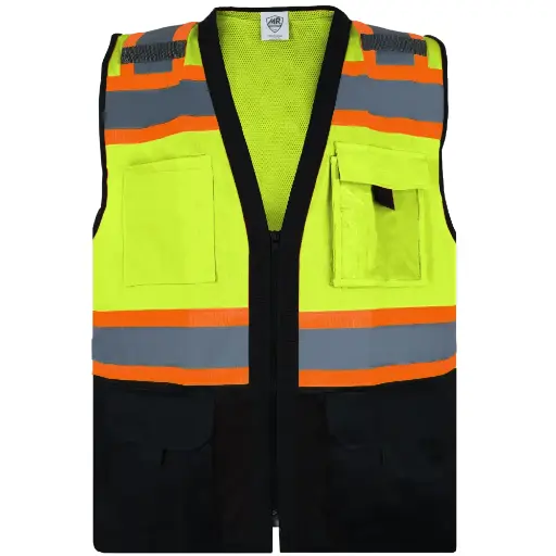 Chaleco de seguridad tipo brigadista con reflejante y cierre tipo zipper.