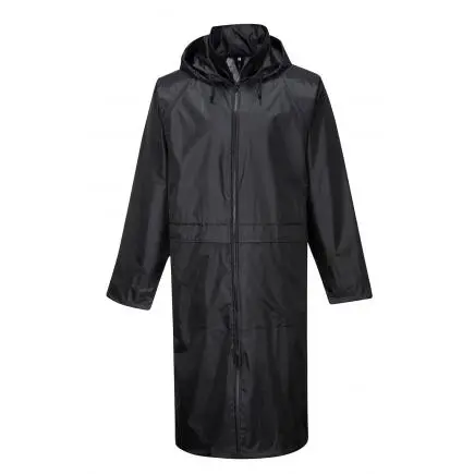 [S438-M] Impermeable tipo gabardina clásico negro