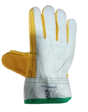 [SAFEPRO1-PRO-M] Guantes de seguridad de medio argonero piel/carnaza combinado (pulgar de piel)