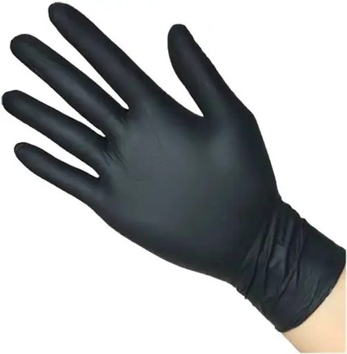 Guantes de seguridad desechables de nitrilo negro de 5 mil.