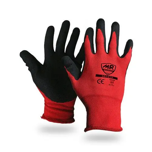 Guantes de seguridad de nylon/poliéster/nitrilo arenoso