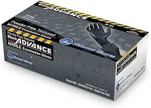 Guante sin polvo de nitrilo negro 6.3 mm