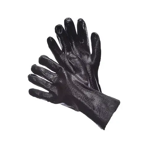 [96-6901Q] Guantes de Seguridad de PVC negro semi-rugoso 18"