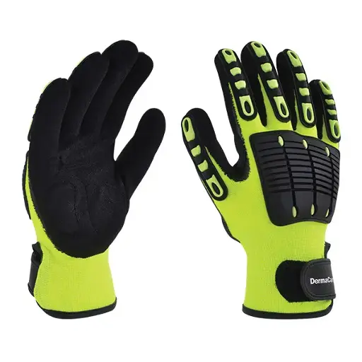 Guantes de seguridad antimpacto de poliéster/nitrilo con pvc