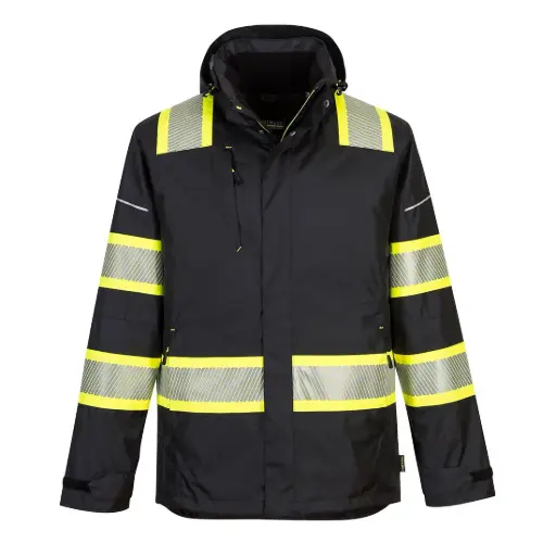 Chaqueta de invierno de lona negra con reflejante